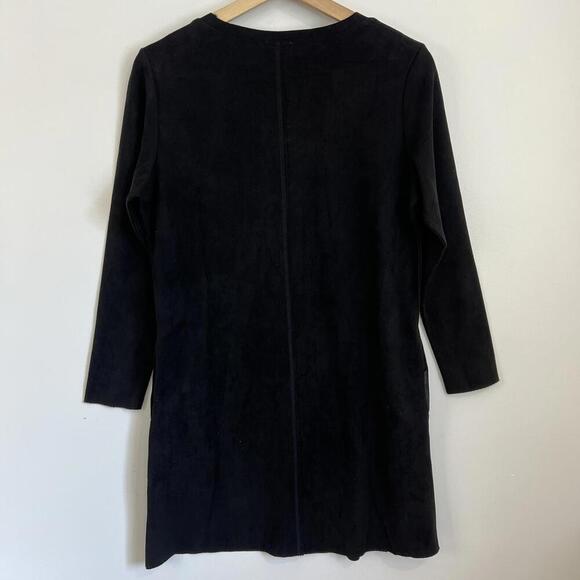 JOH women's Size Small Black Long Sleeve A Line Sweater Dress Faux Suede Gogo - Picture 5 of 10